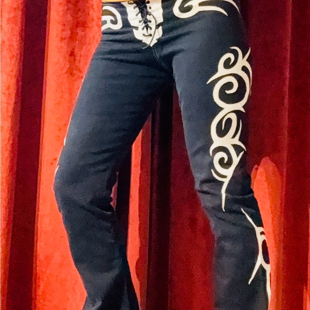 Electric Barbarella Black Pants With White Leather